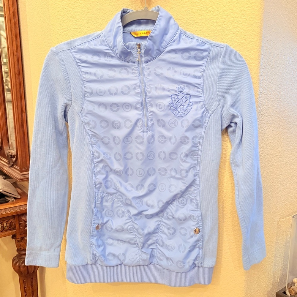 LOUIS CASTEL Light Blue Quarter-Zip Pullover Golf Long Sleeve Top Size XS/S